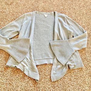 J.Crew women medium gray bell sleeve cardigan
